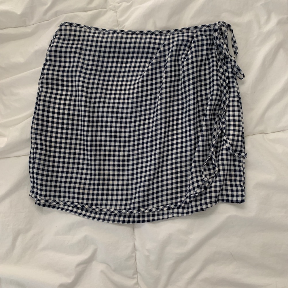Chiffon gingham wrap skirt